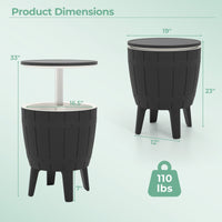 10 Gallon Cooler Bar Table Outdoor Coffee Table Ice Bucket with Telescopic Tabletop for Beer and Wine