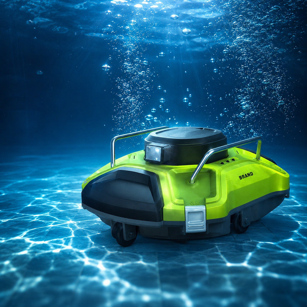 Ofuzzi Cyber 1000 H1 Cordless Robotic Pool Cleaner - Lime Green & Silver | Automatic Above-Ground Pool Vacuum, 90-Min Runtime, Self-Parking Tech