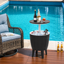 10 Gallon Cooler Bar Table Outdoor Coffee Table Ice Bucket with Telescopic Tabletop for Beer and Wine